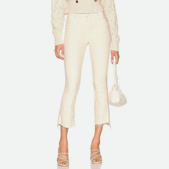 Mother The Insider Crop Step Fray in Chalk It Up Ivory Size 27 - Picture 3 of 13